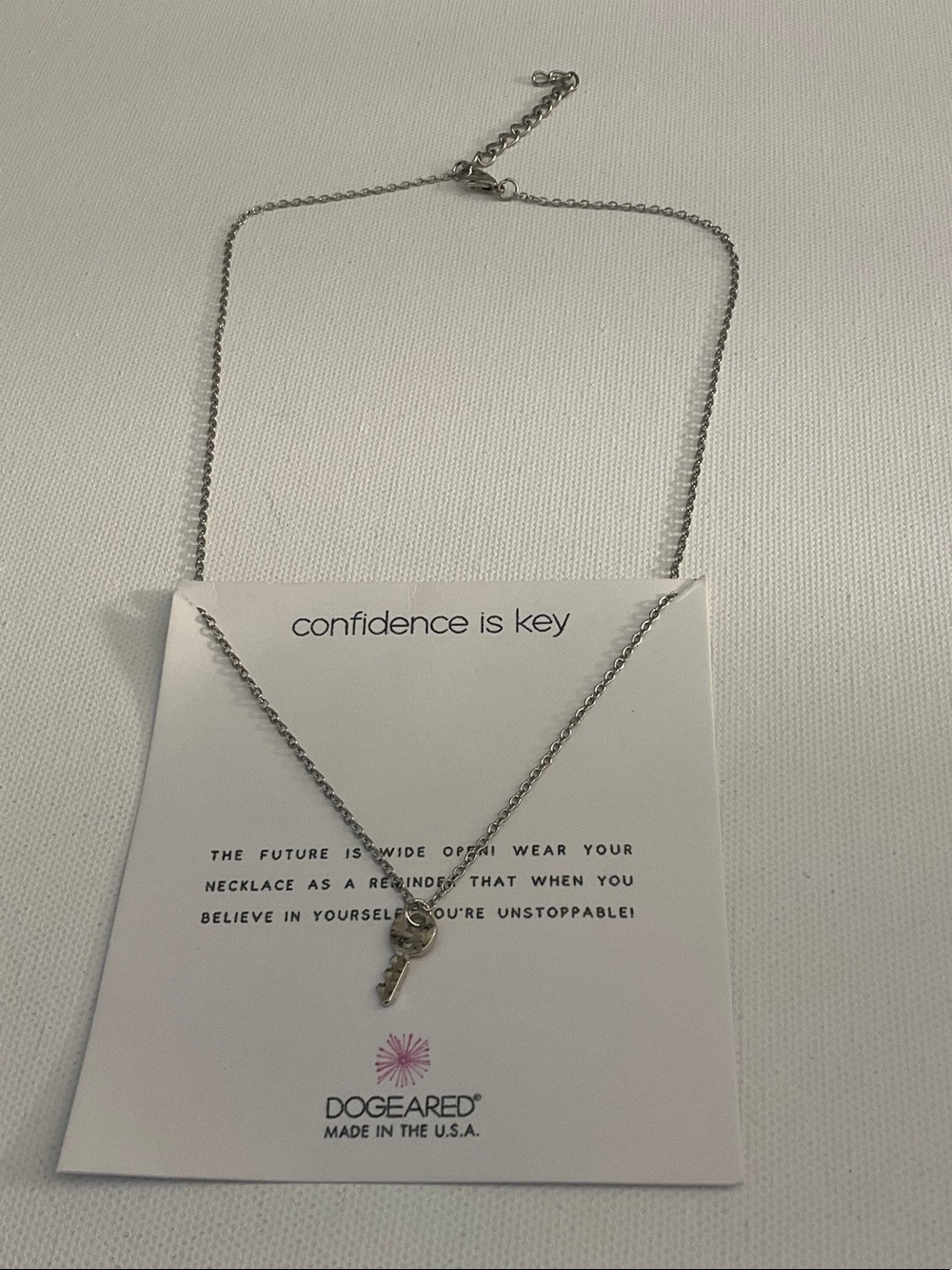 Dogeared Silver Tone Key Charm Necklace
